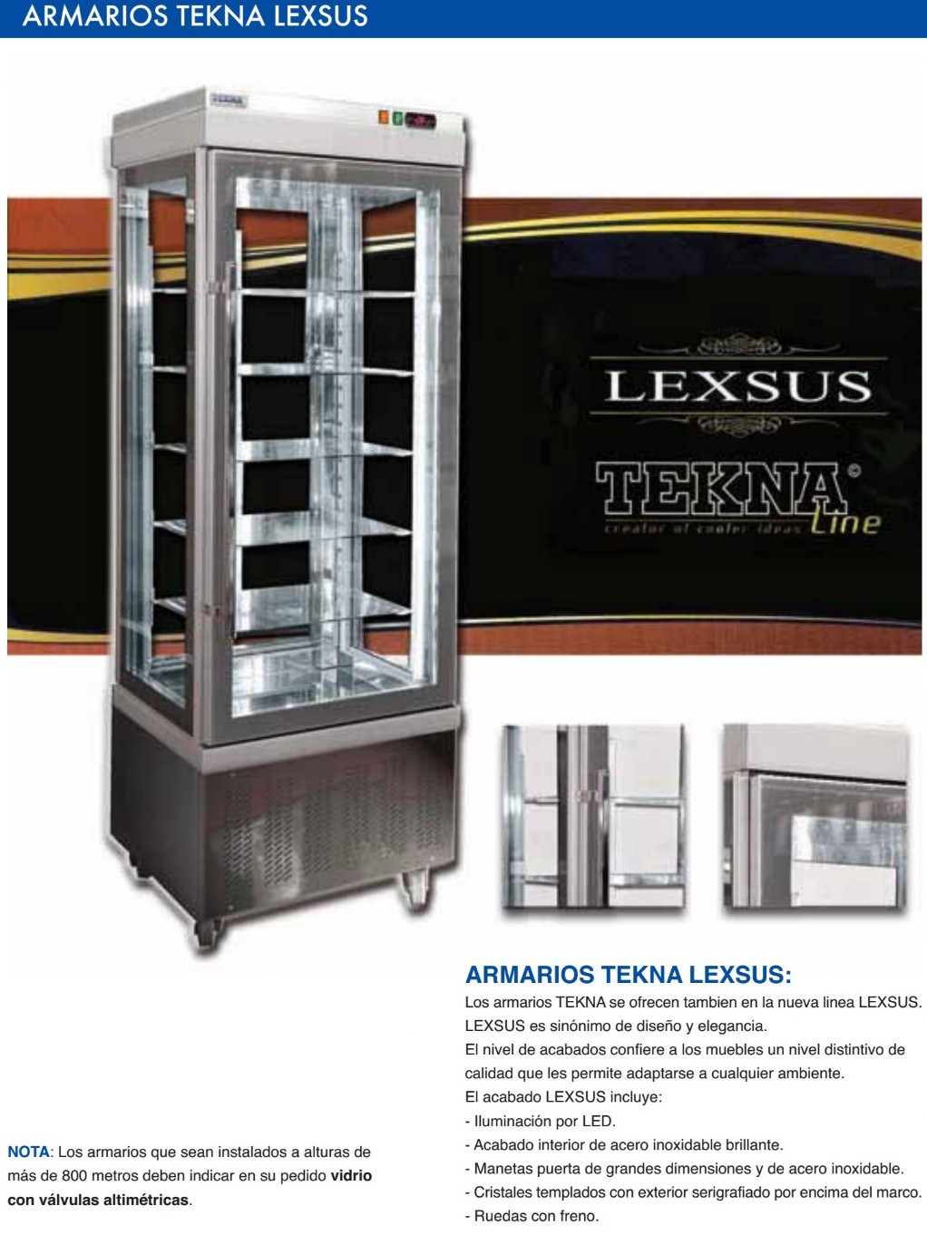 Vitrinas frigorificas expositoras cristal a 4 caras tekna