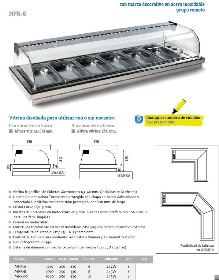 VITRINA REFRIGERADA GRUPO REMOTO DE CUBETAS