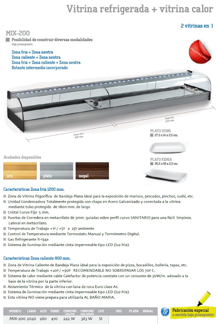 VITRINA REFRIGERADA + VITRINA CALOR   MIX-200