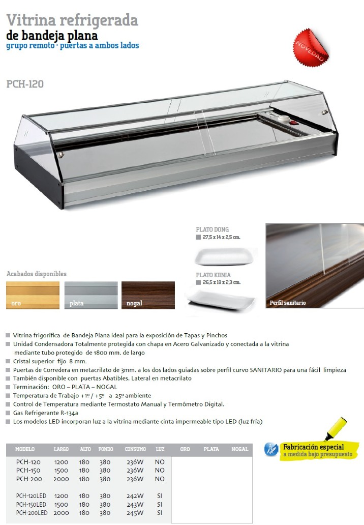 VITRINA REFRIGERADA GRUPO REMOTO bandeja plana