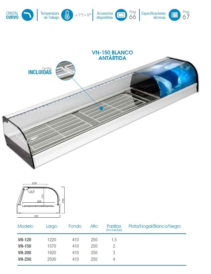 VITRINA REFRIGERADA GRUPO INCORPORADO BANDEJA PLANA