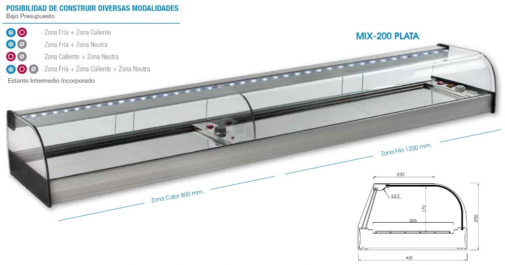 VITRINA REFRIGERADA + VITRINA CALOR   MIX-200