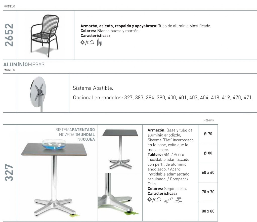 Mesas, sillas, taburetes de aluminio hosteleria cafeteria